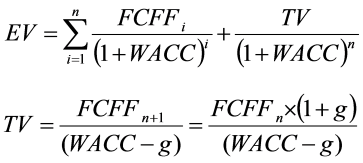 Enterprise Value Calculation - DCF Formula